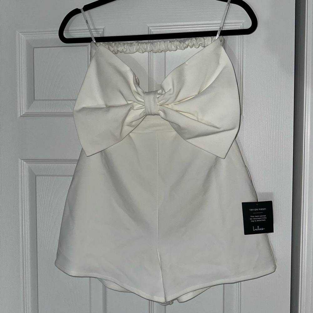 White Bow Romper with Low Back